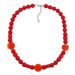 necklace red cubic round and spiral beads