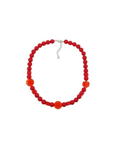 necklace red cubic round and spiral beads