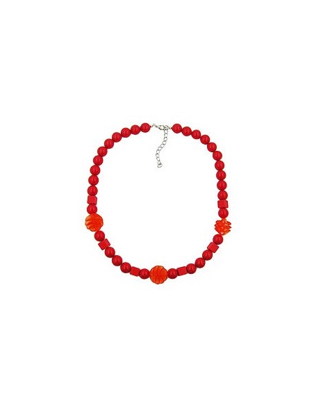 necklace red cubic round and spiral beads