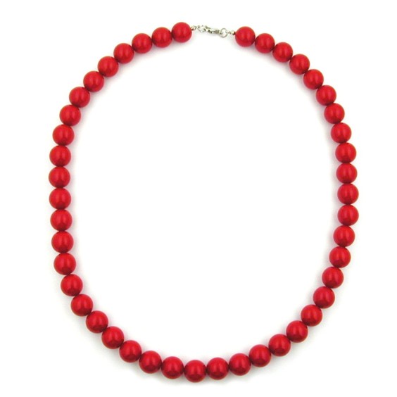 necklace red beads 12mm round & polished