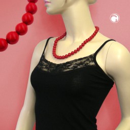 necklace red beads 12mm round & polished