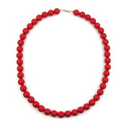 necklace red beads 12mm round & polished