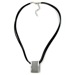 necklace metal pendant black cord 45cm