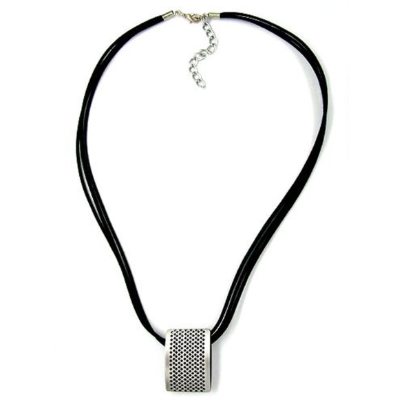 necklace metal pendant black cord 45cm