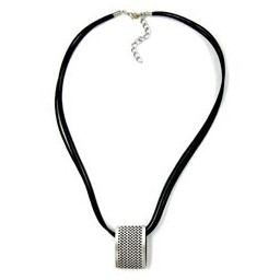 necklace metal pendant black cord 45cm