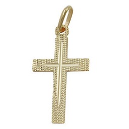 pendant 23x13mm cross diamond cut 9k gold