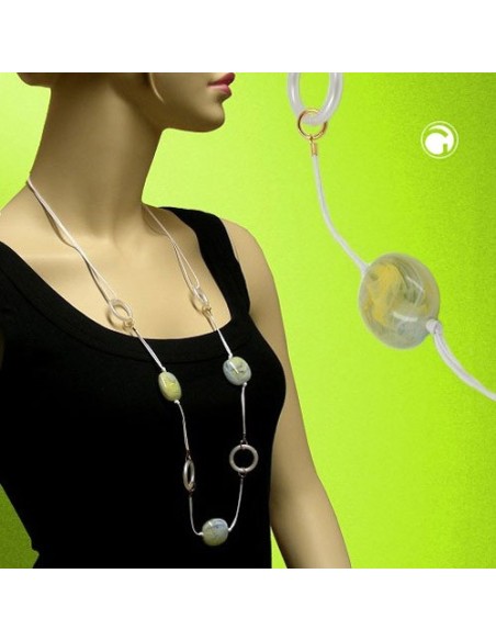 necklace beads rings yellow/ blue/ green/ white