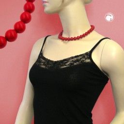 necklace red beads 12mm round & polished