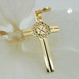 pendant 18x10mm cross shiny 9k gold