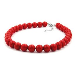 necklace red beads 12mm round & polished