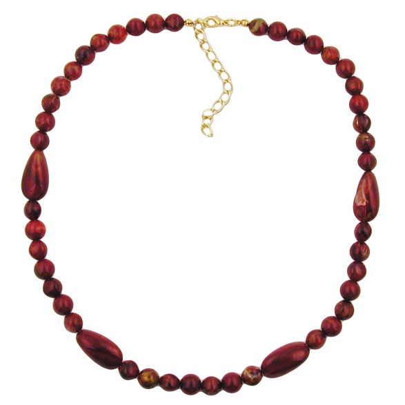 necklace olive shaped red marbled beads