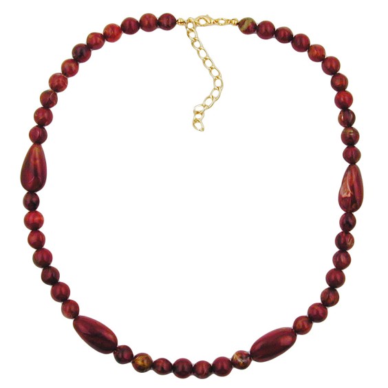 necklace olive shaped red marbled beads