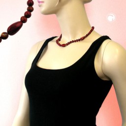 necklace olive shaped red marbled beads