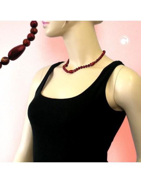 necklace olive shaped red marbled beads