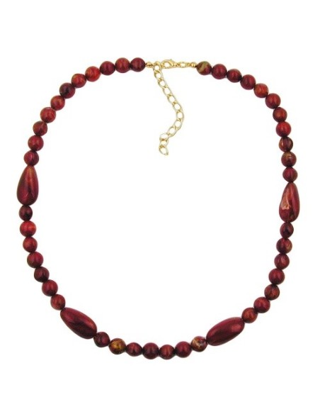necklace olive shaped red marbled beads