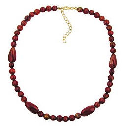 necklace olive shaped red marbled beads