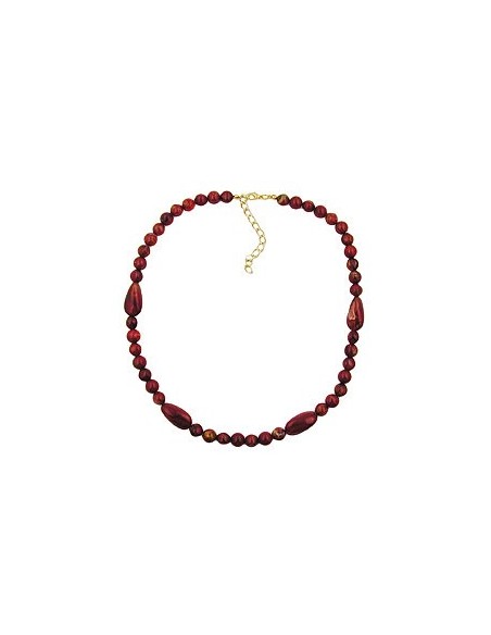 necklace olive shaped red marbled beads