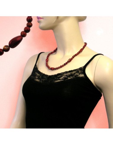 necklace olive shaped red marbled beads