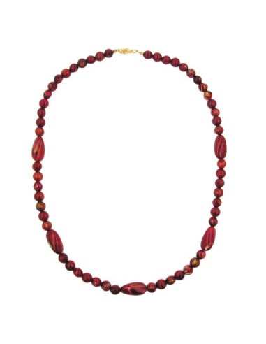 necklace olive shaped red marbled beads