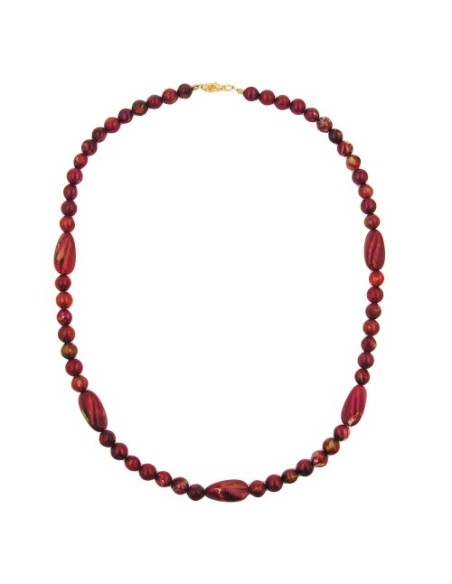 necklace olive shaped red marbled beads
