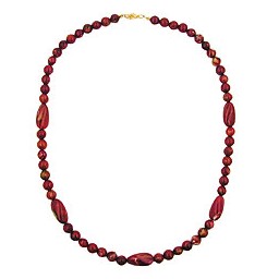 necklace olive shaped red marbled beads