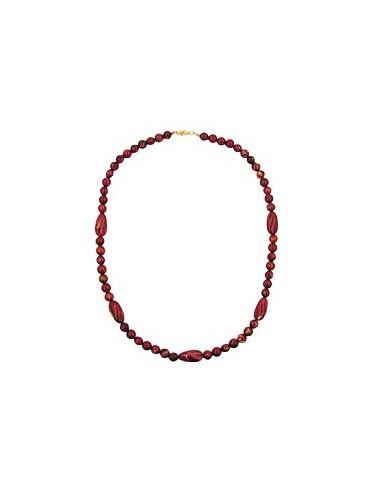 necklace olive shaped red marbled beads