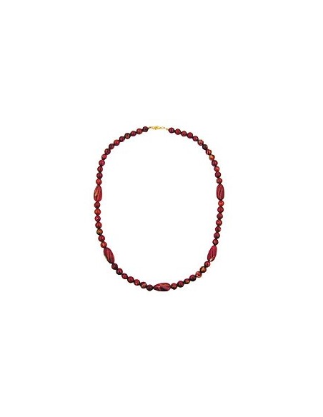necklace olive shaped red marbled beads