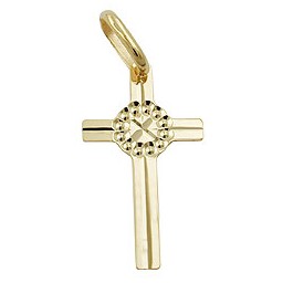 pendant 18x10mm cross shiny 9k gold