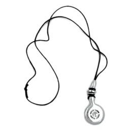 necklace chrome pendant black cord