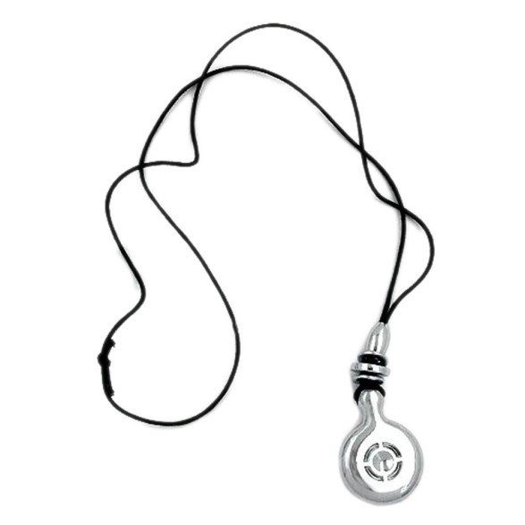 necklace chrome pendant black cord