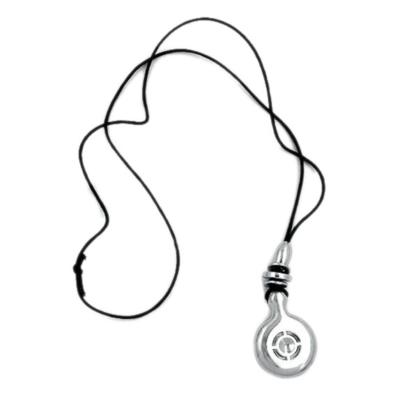 necklace chrome pendant black cord