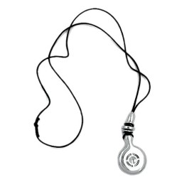 necklace chrome pendant black cord