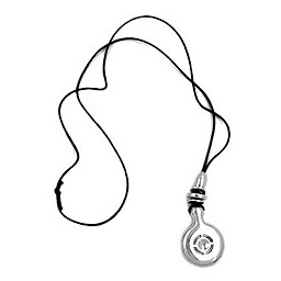 necklace chrome pendant black cord