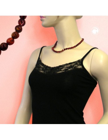 necklace red marbled beads