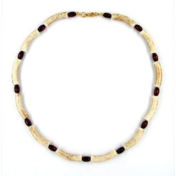 necklace beads ivory-brown 42cm