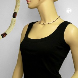 necklace beads ivory-brown 42cm