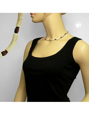 necklace beads ivory-brown 42cm