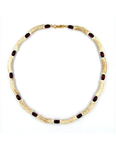 necklace beads ivory-brown 42cm