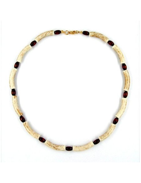 necklace beads ivory-brown 42cm