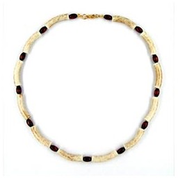 necklace beads ivory-brown 42cm