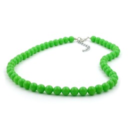 necklace beads 8mm green shiny 42cm