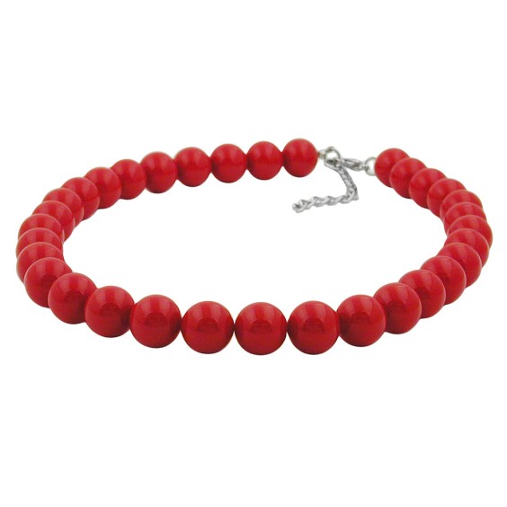 necklace dark red beads 12mm 45cm