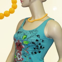 necklace with yellow beads 10mm 45cm