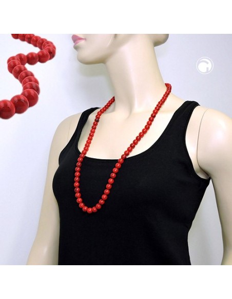 necklace beads 10mm red-black 80cm