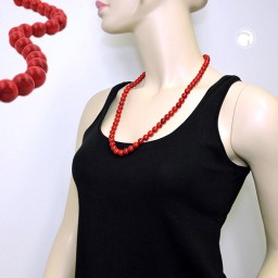 necklace beads 10mm red-black 70cm