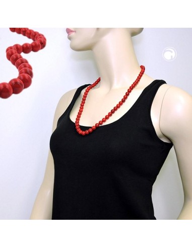 necklace beads 10mm red-black 70cm