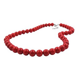 necklace beads 10mm red-black 70cm