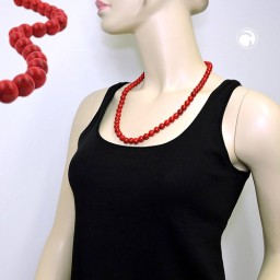 necklace beads 10mm red-black 60cm