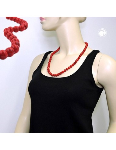 necklace beads 10mm red-black 60cm