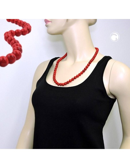necklace beads 10mm red-black 60cm